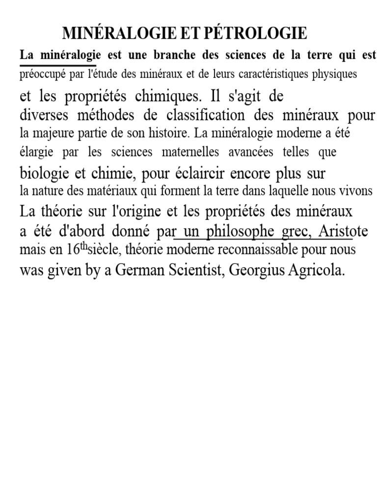 Minéralogie : Propriétés et Types de Minéraux | PDF | Roche magmatique ...