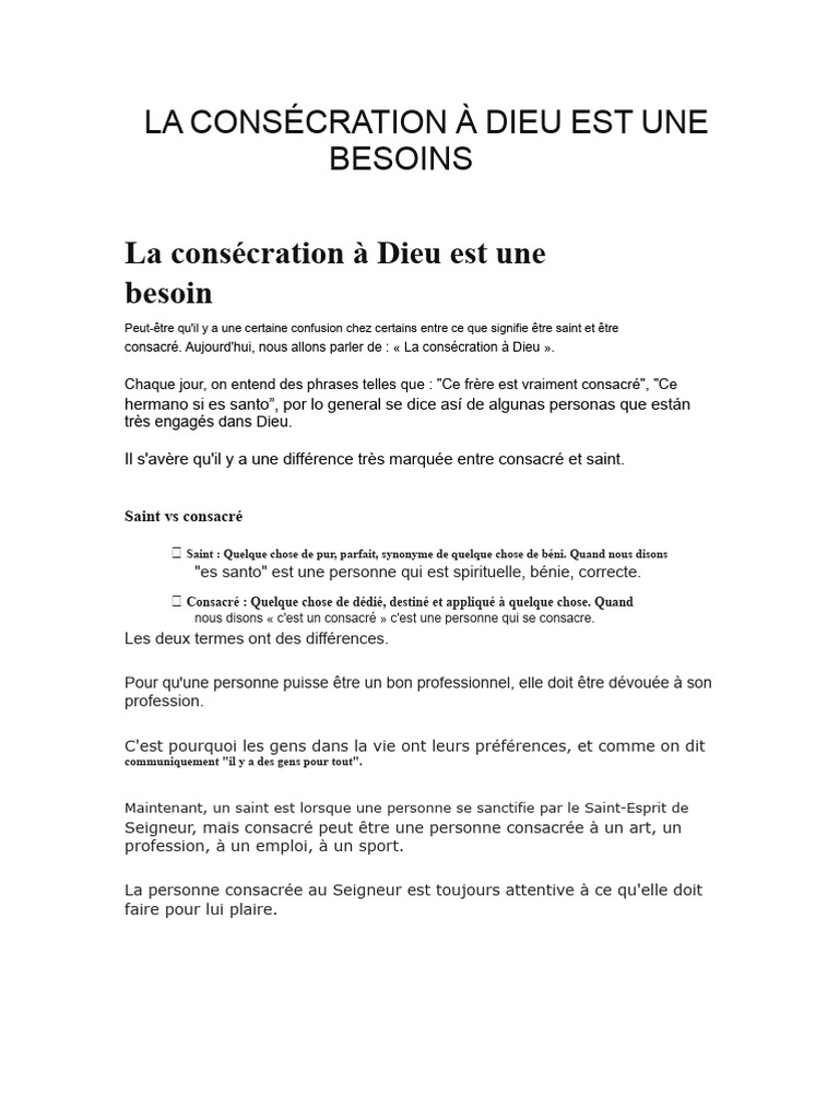 Comprendre la consécration à Dieu | PDF | Saint | Dieu