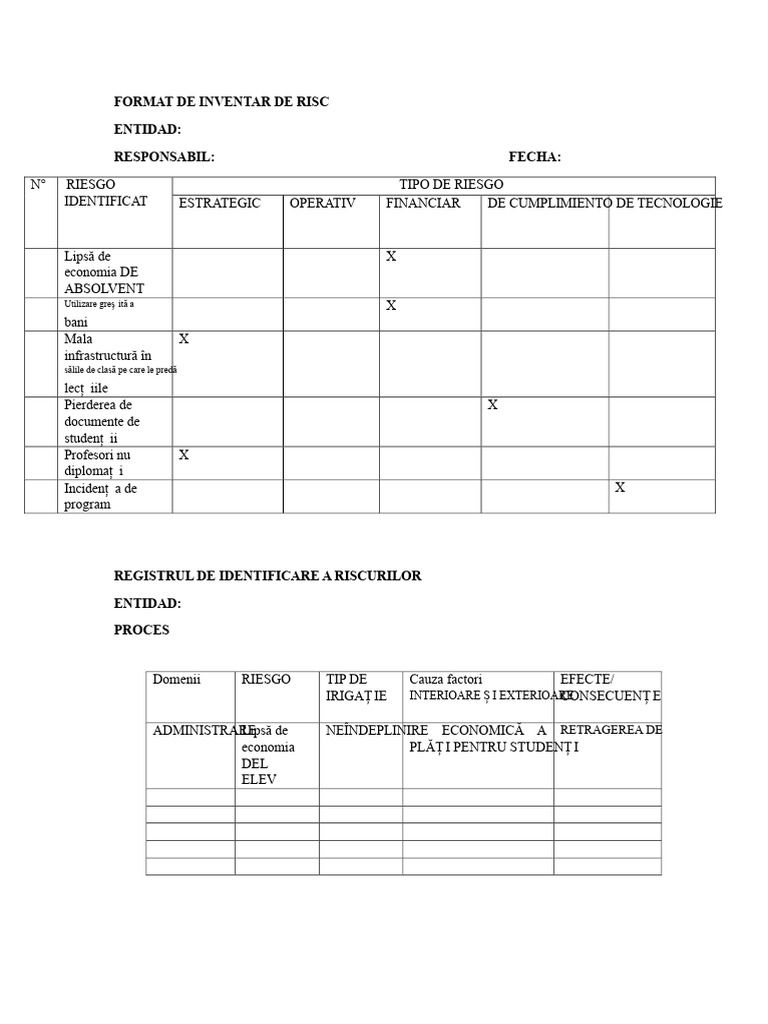 Format de Inventar Al Riscului | PDF