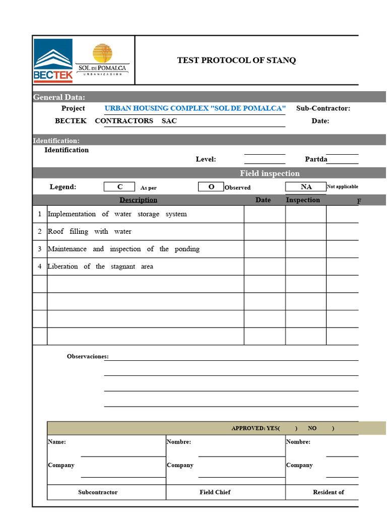 Stanq Test Protocol for Urban Housing | PDF