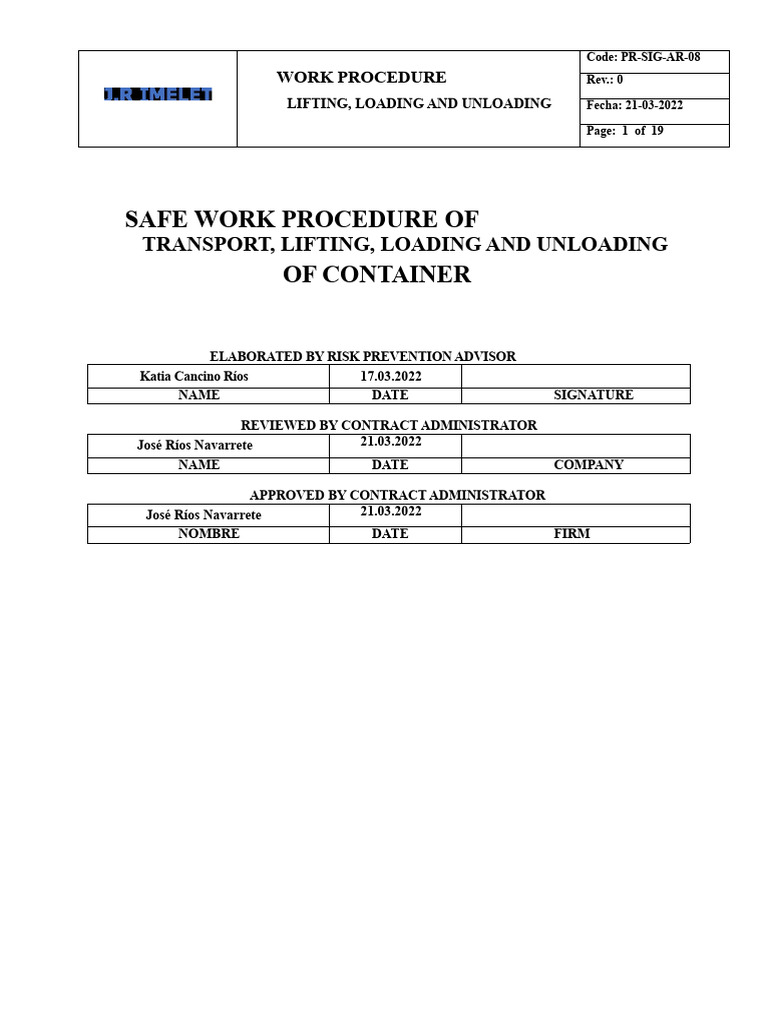 Safe Container Lifting Procedures | PDF | Crane (Machine) | Risk