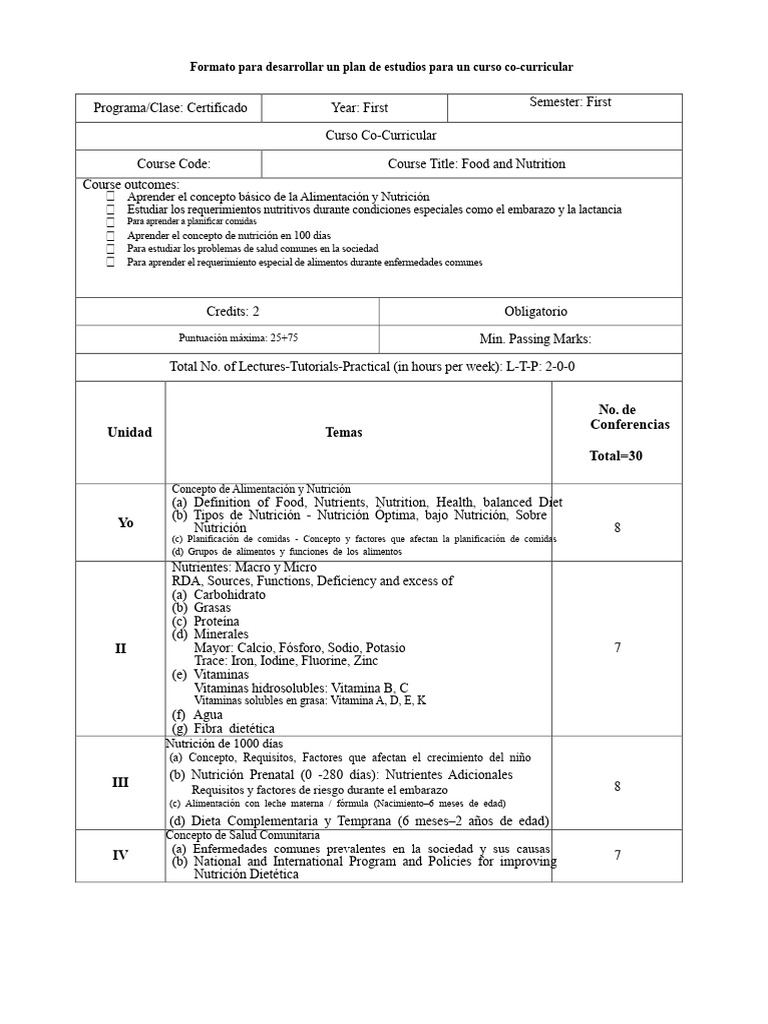 Plan de Estudios en Dieta Verde | PDF | Nutrición | Dieta y nutrición