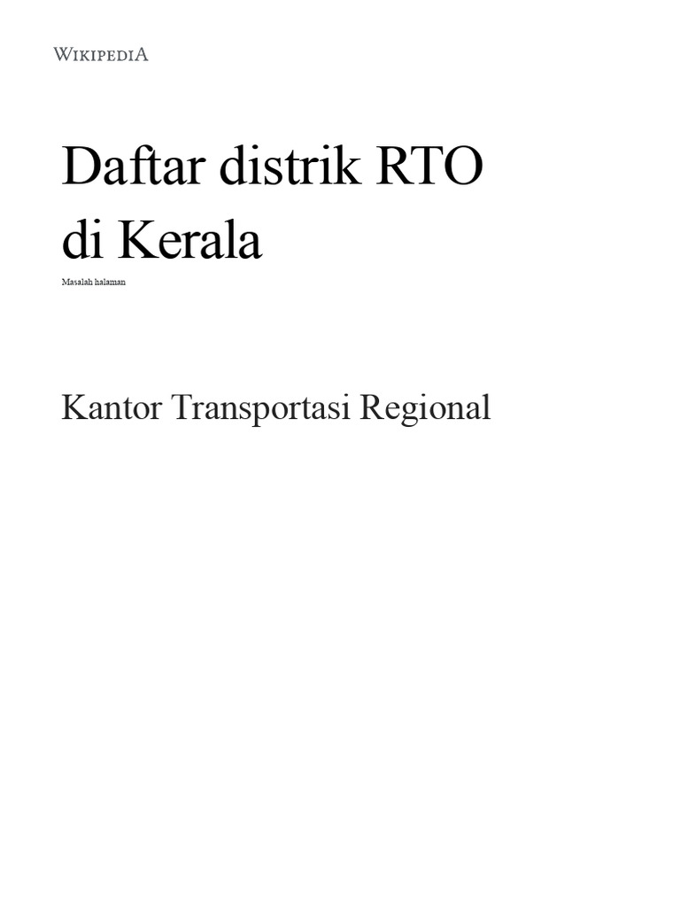 Daftar Distrik RTO di Kerala | PDF