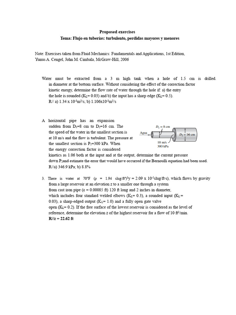 Jitorres - Proposed Exercises For The Design of Piping Systems in ...