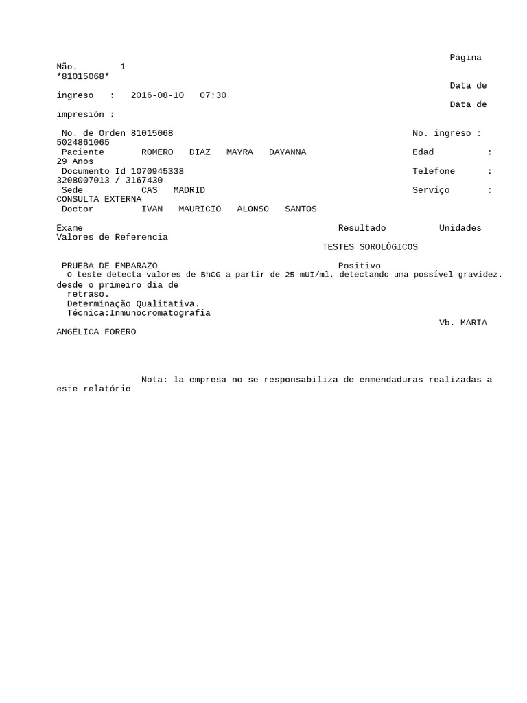 Resultado de Teste de Gravidez Positivo | PDF