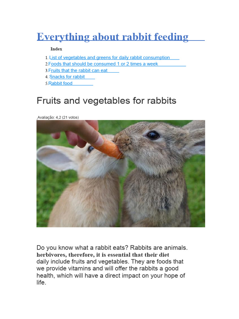 Essential Rabbit Feeding Guide | PDF | Foods | Vegetables