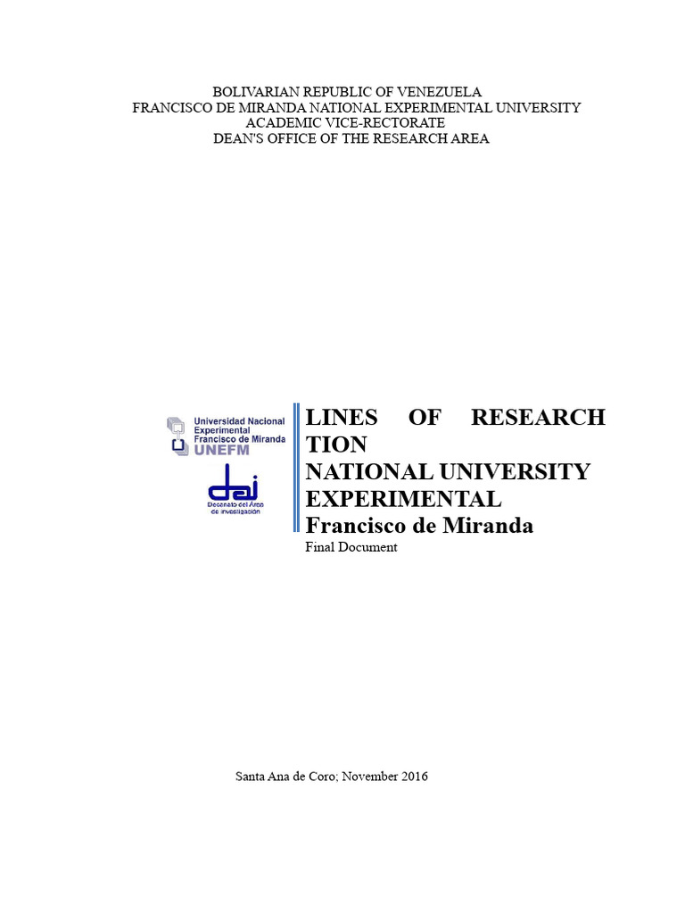 UNEFM Research Lines and Strategies | PDF | Sustainability ...