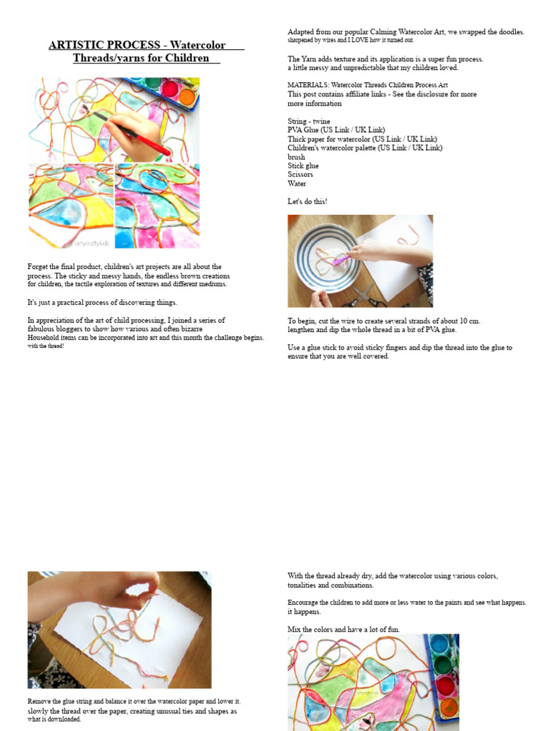 Activities - String - Glue and Watercolor | PDF | Watercolor Painting