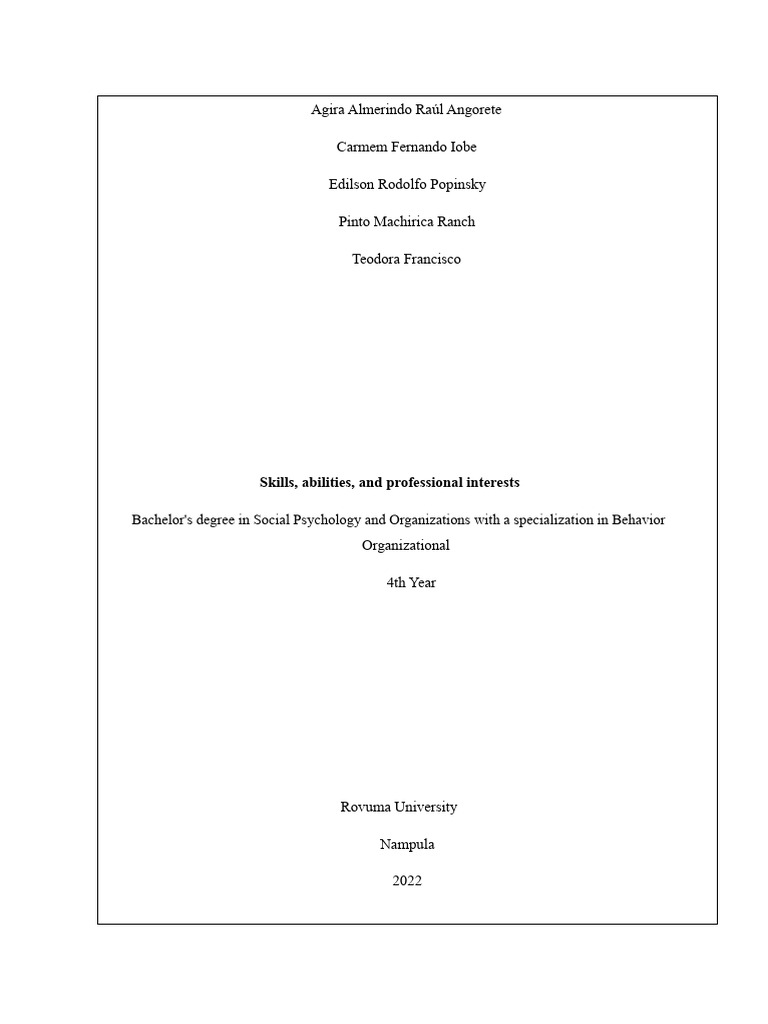 Professional Skills and Interests in Psychology | PDF | Psychological ...