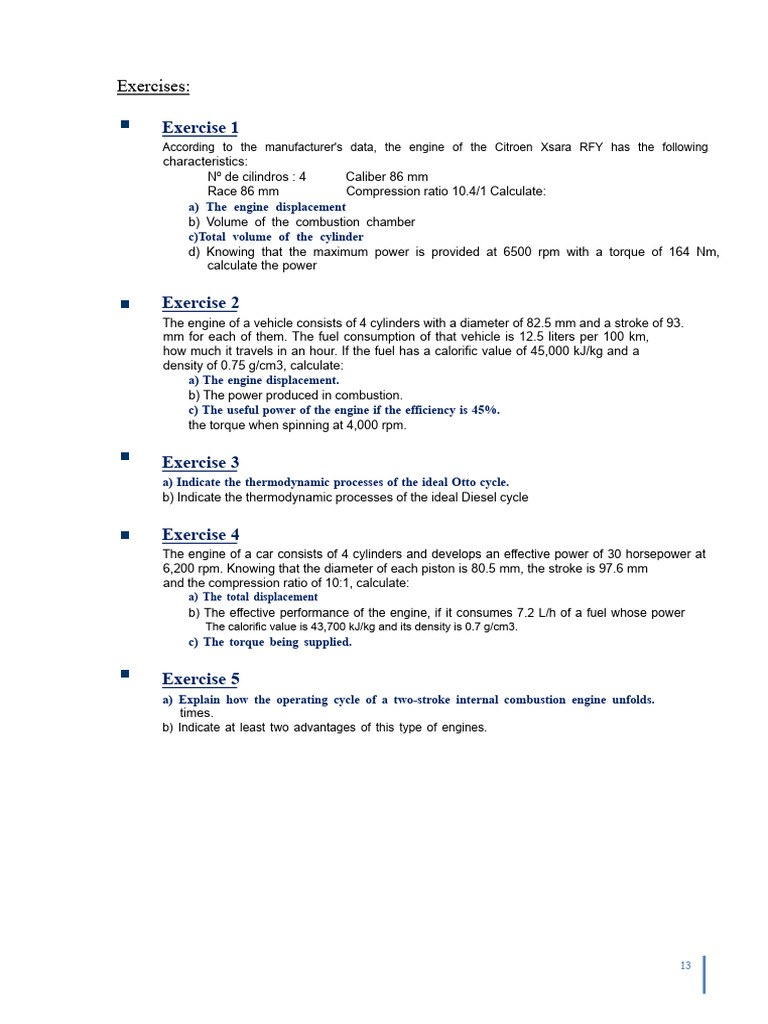 Engine Performance and Thermodynamics Exercises | PDF | Heat | Temperature