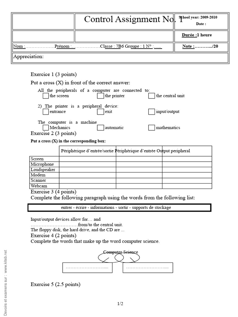 Control Test N°1 - 7th Grade Base | PDF | Computer File | Office Equipment