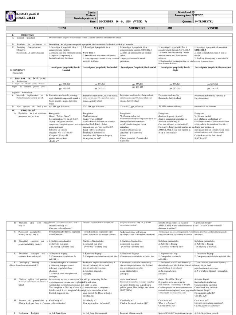 DLL - Science 4 - Q3 - W7 | PDF