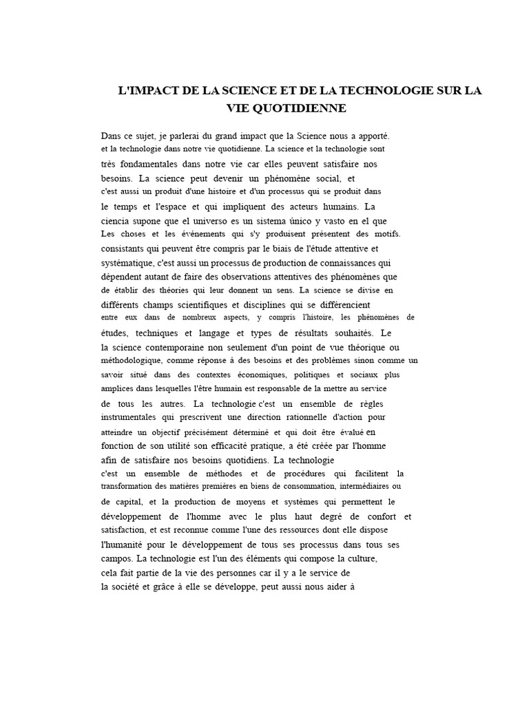 Impact de la science et technologie quotidienne | PDF | Science ...