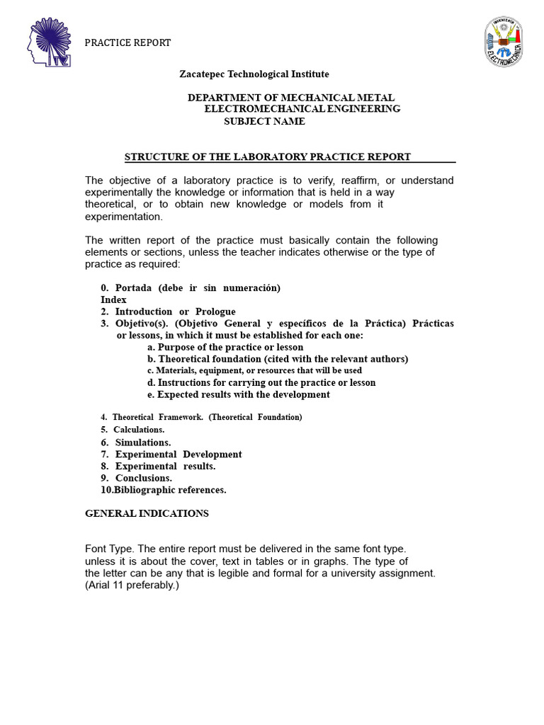 Laboratory Practice Report Structure | PDF | Experiment | Spreadsheet