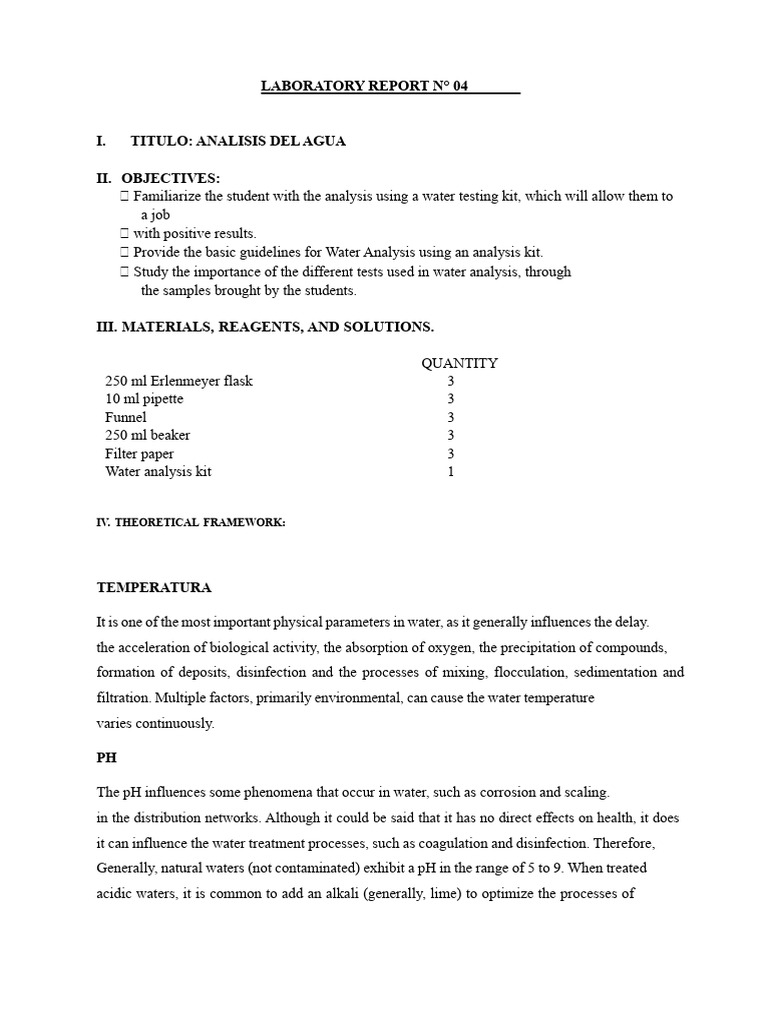 Water Quality Analysis Report | PDF | Chemistry | Titration