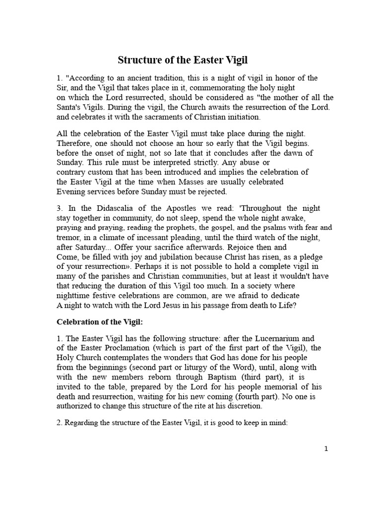 Easter Vigil Structure and Celebration Guide | PDF | Easter | Baptism