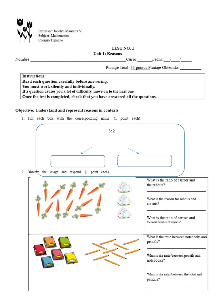 Test reasons 6th | PDF | Ratio | Mathematics