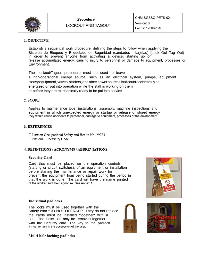 Procedure_BLOCKING_AND_TAGGING.pdf | PDF | Safety | Occupational Safety ...