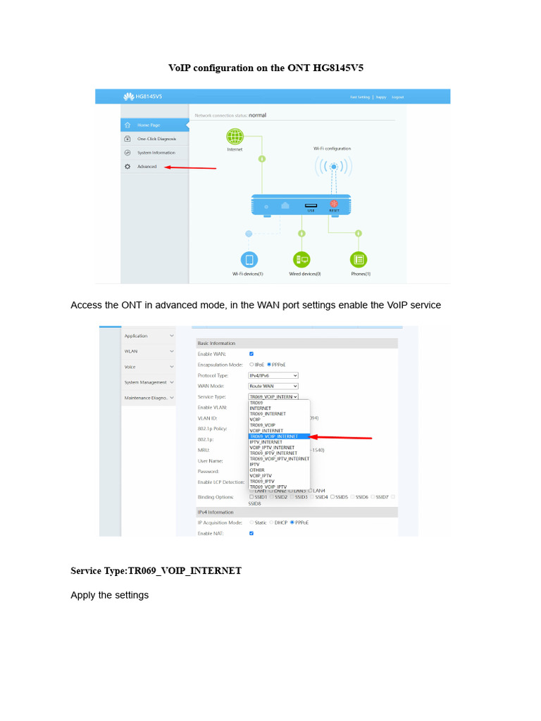 VoIP Setup Guide for ONT HG8145V5 | PDF