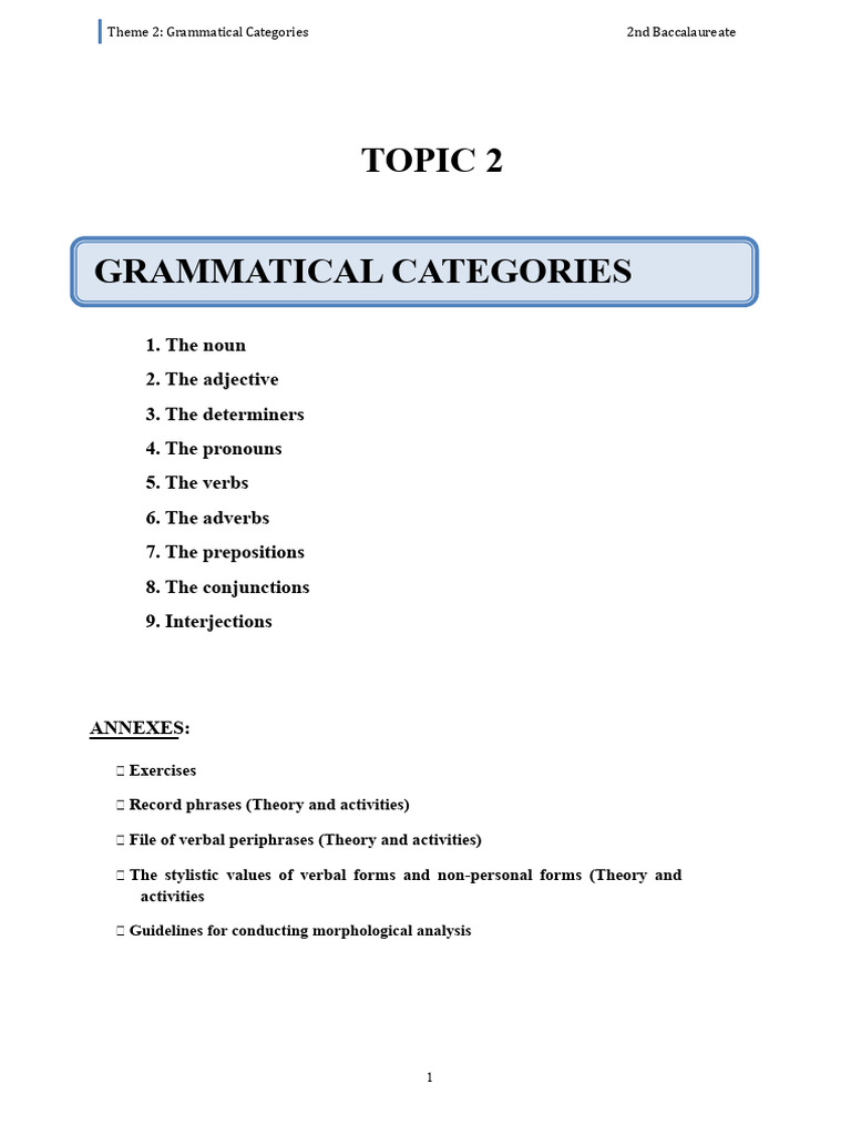 Theme 2_The Grammatical Categories | PDF | Grammatical Gender ...