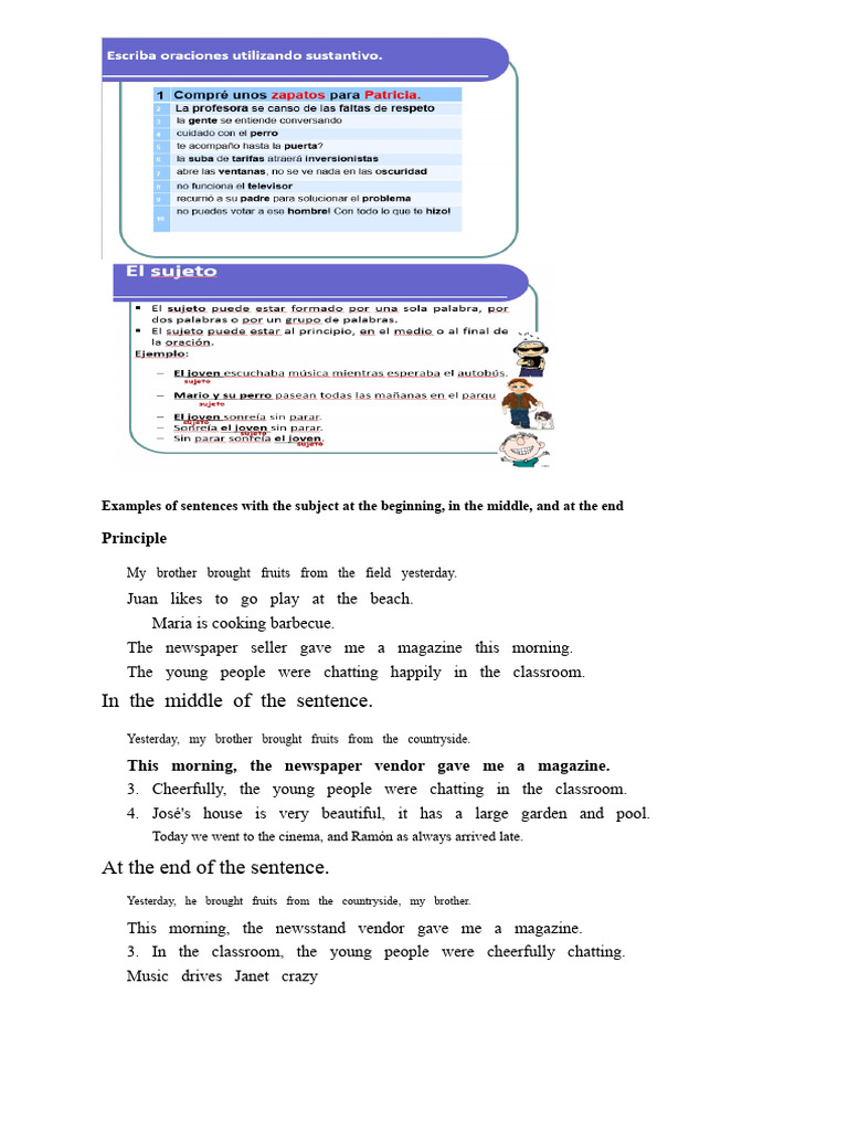 Class 2 Sentence Structure Examples | PDF