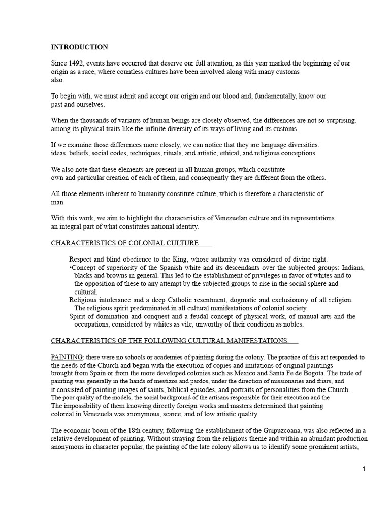 Venezuelan Culture: Colonial Influences | PDF | Folklore