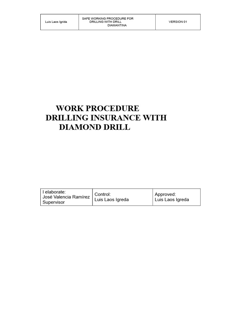 Safe Diamond Drilling Procedure Guide | PDF | Personal Protective Equipment