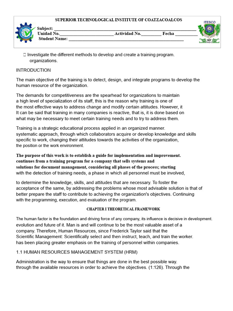 Research The Different Methods To Develop and Prepare A Training ...