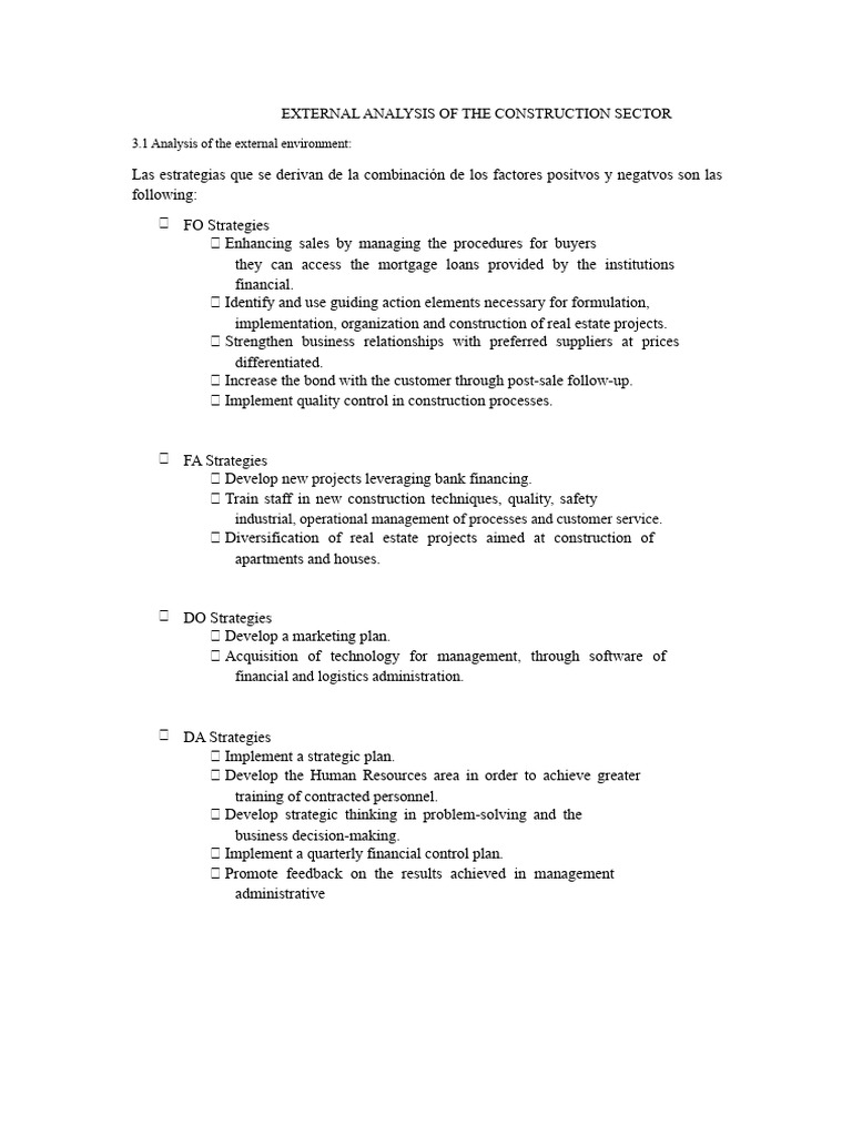 External Analysis of The Construction Sector | PDF | Supply Chain ...