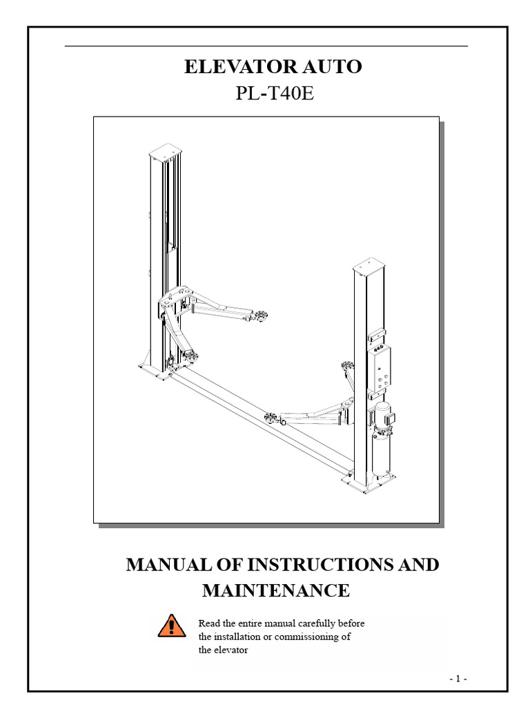 Elevator PL-T40E User Manual & Maintenance | PDF | Elevator | Pump
