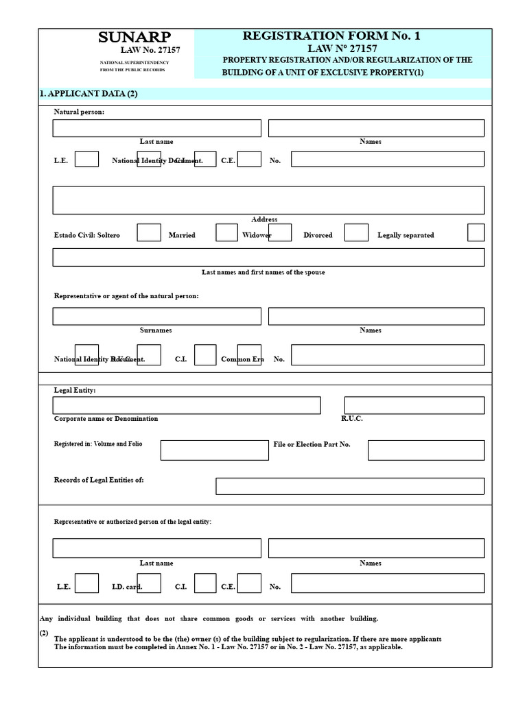 Property Registration Form Law 27157 | PDF | Notary Public | Deed
