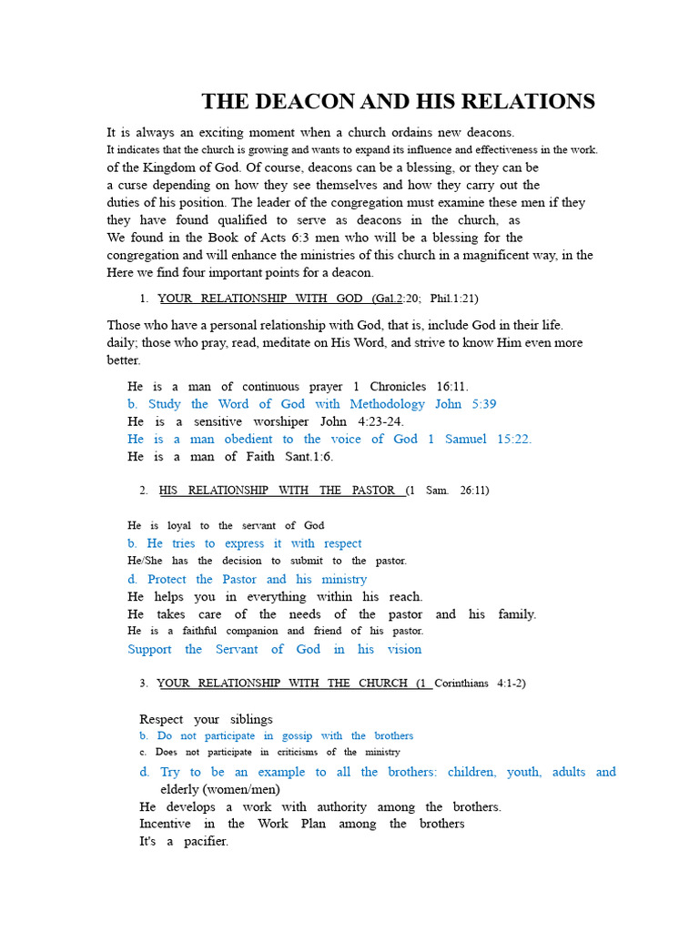 Essential Roles of Church Deacons | PDF | Deacon | Prayer
