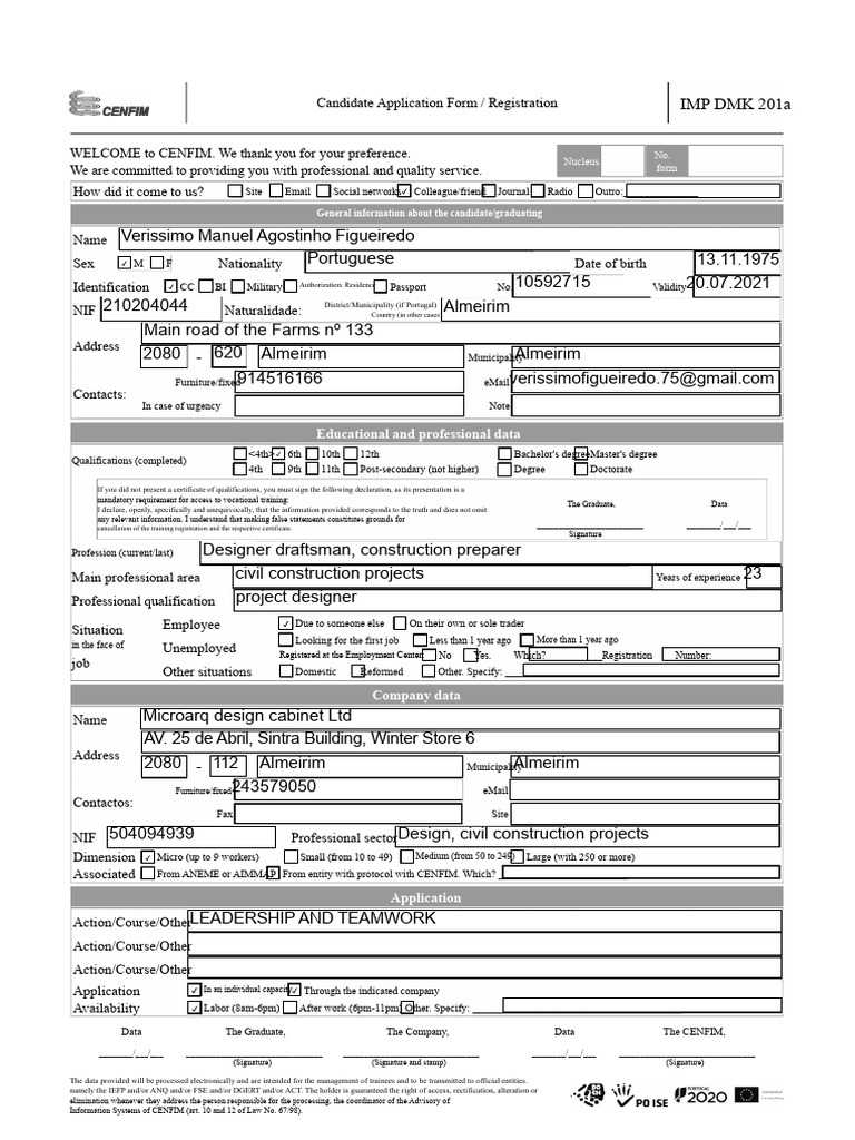 Candidate Registration Application Form | PDF | Identity Document ...