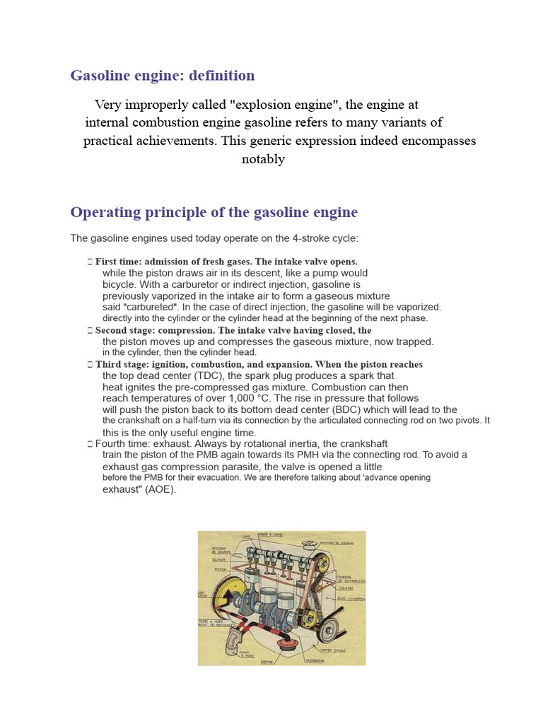 Gasoline engine | PDF | Internal Combustion Engine | Engines