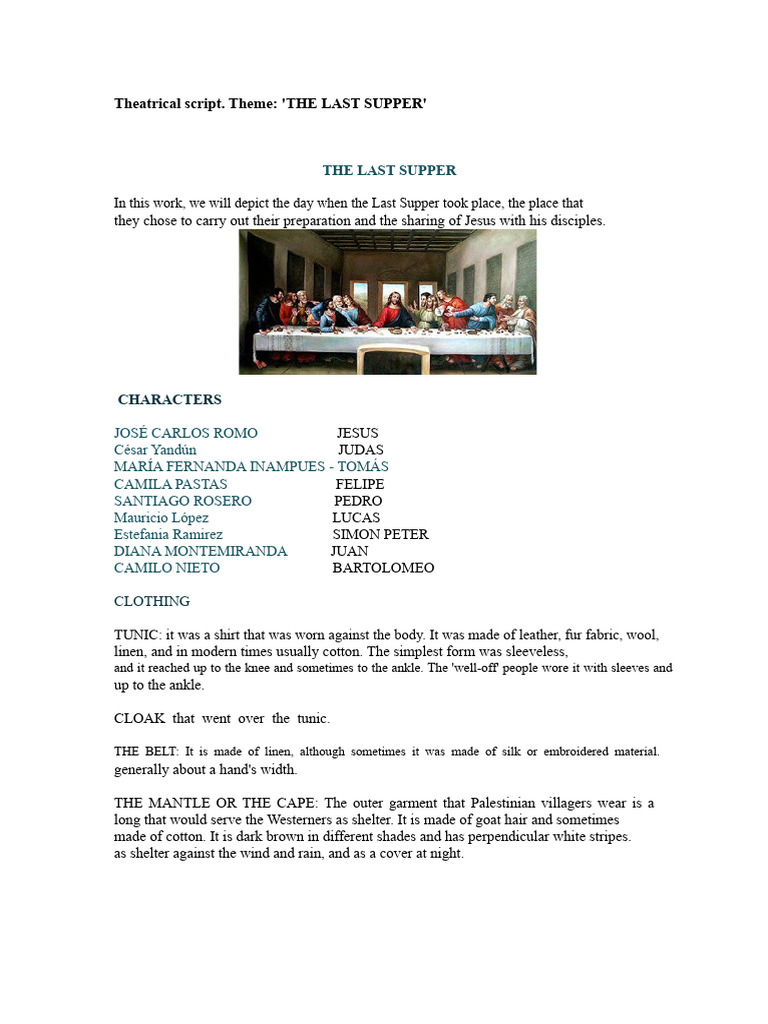 The Last Supper Theatrical Script | PDF | Jesus | Judas Iscariot