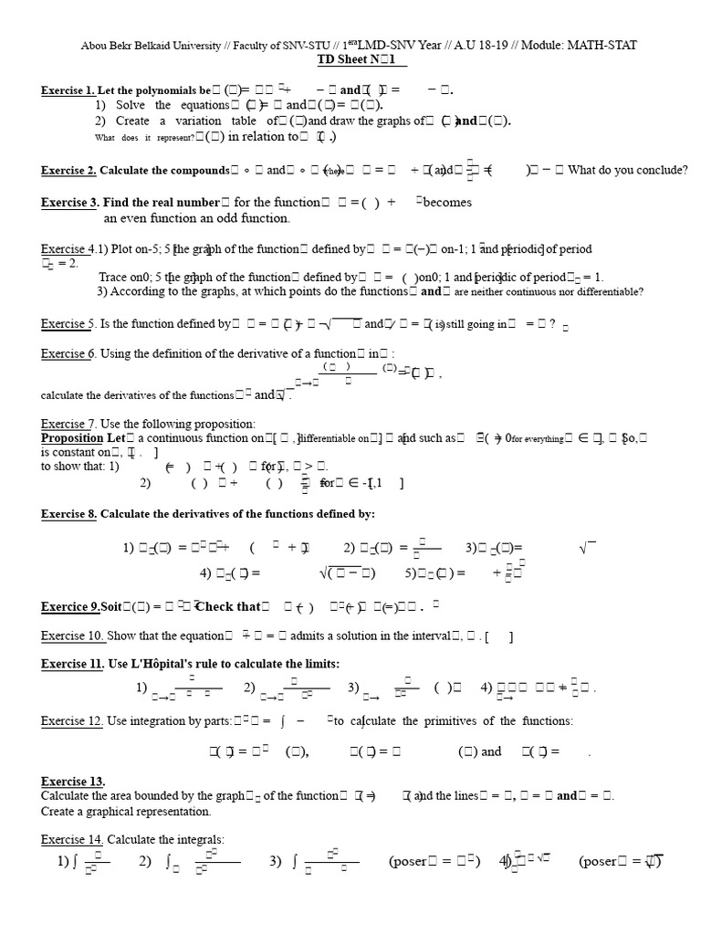 MATH-STAT Exercises for LMD-SNV Year | PDF | Function (Mathematics ...