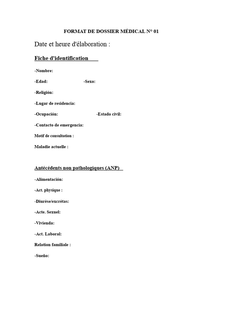 Format de Dossier Médical Complet | PDF