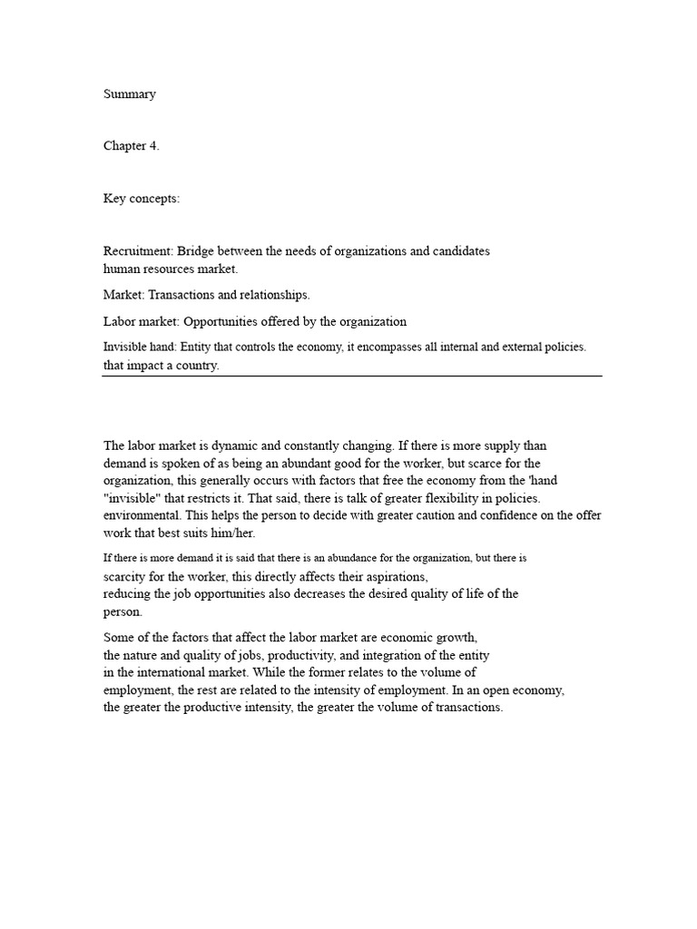 Summary Chapter 4 Human Talent Management Chiavenato Edition 3 Pdf