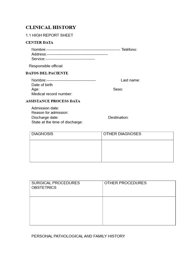 Comprehensive Clinical History Template | PDF | Physical Therapy ...