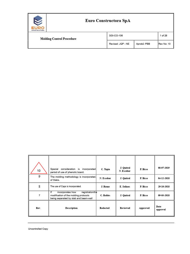 Molding Control Procedure Guide | PDF | Personal Protective Equipment ...