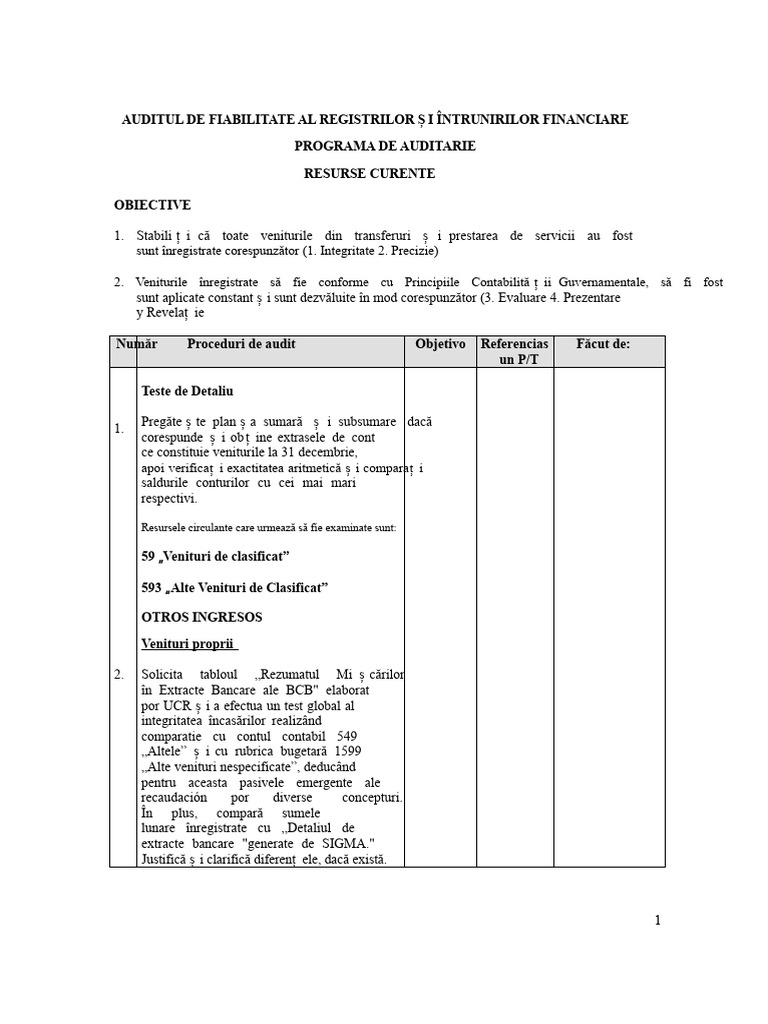 Programul de Venituri | PDF