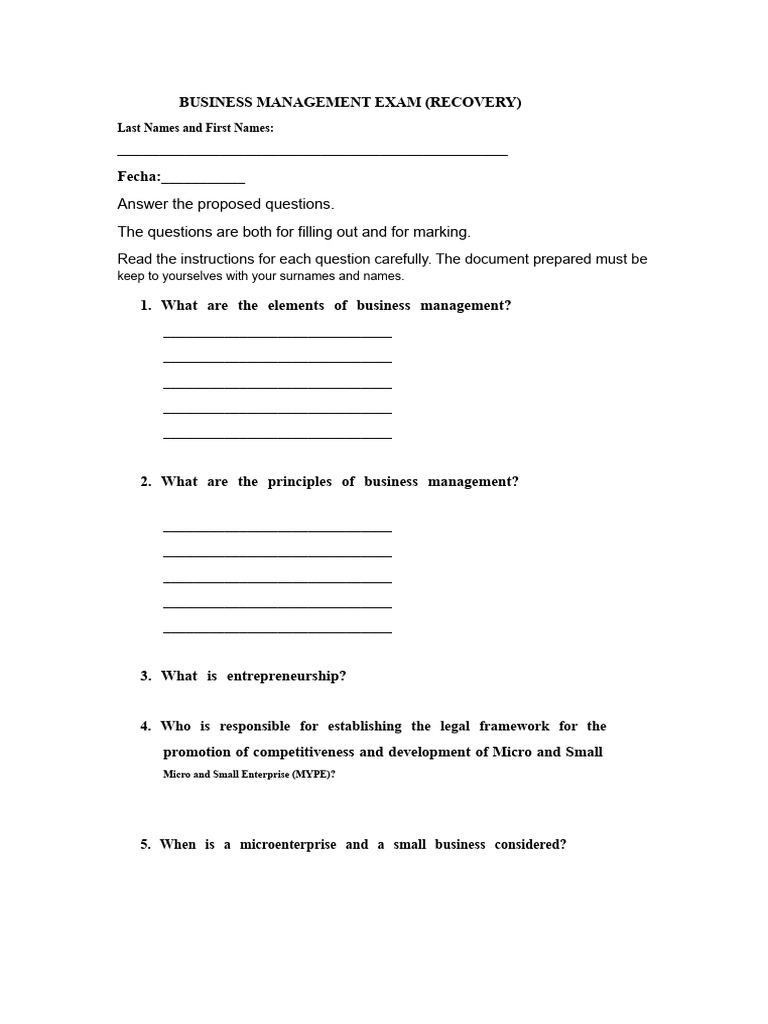 Business Management Exam | PDF