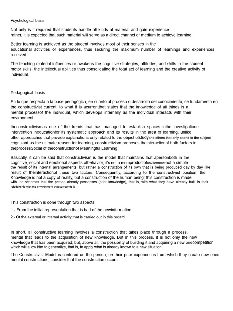 Pedagogical Basis | PDF | Constructivism (Philosophy Of Education ...