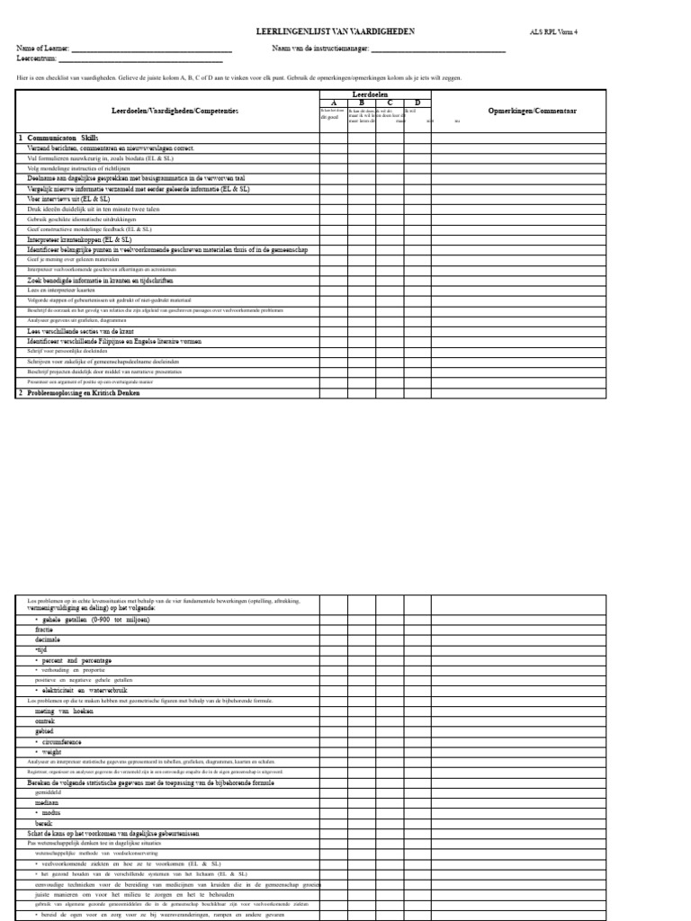 ALS RPL Formulier 4 | PDF