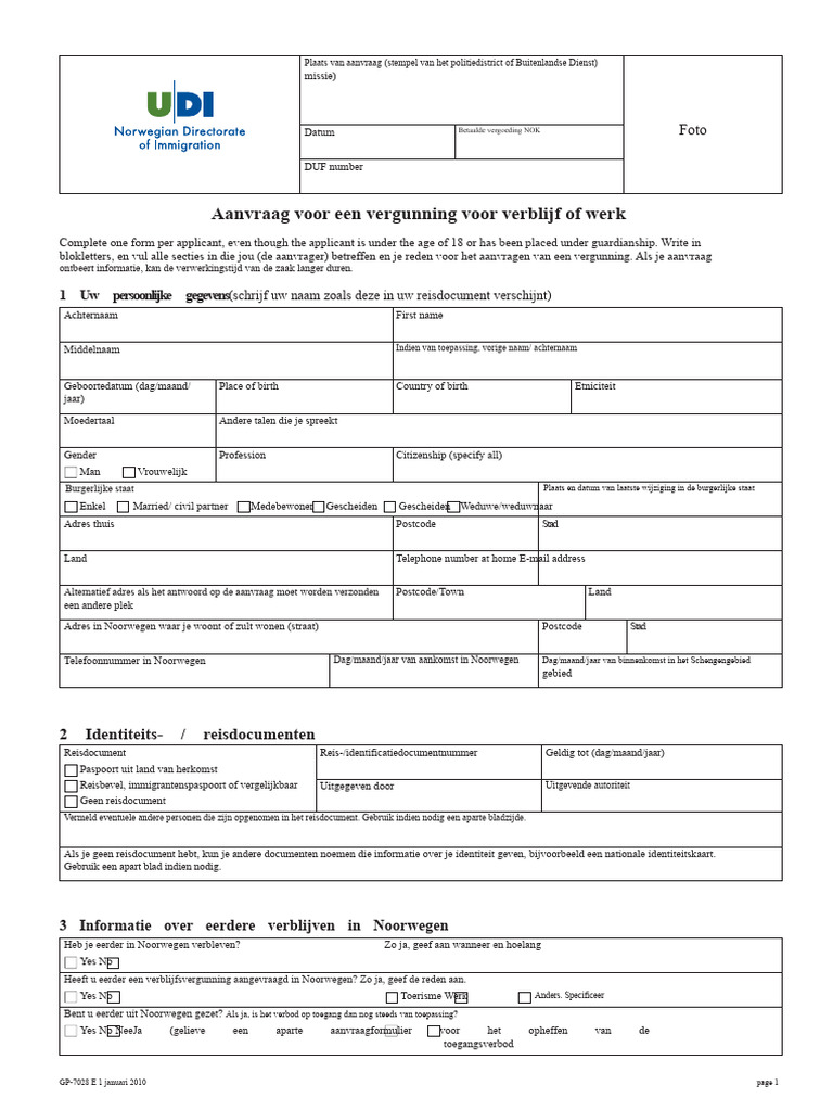 Aanvraag voor een Vergunning voor Verblijf of Werk | PDF