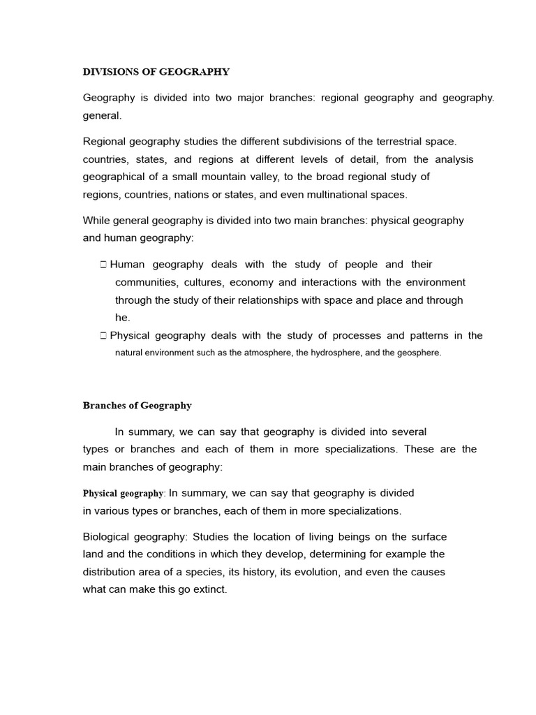 Divisions of Geography | PDF