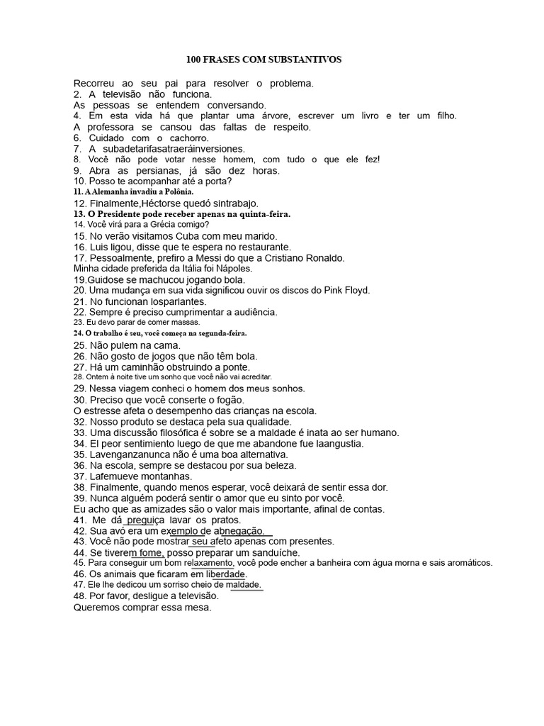 100 Frases Com Substantivos | PDF | Amor
