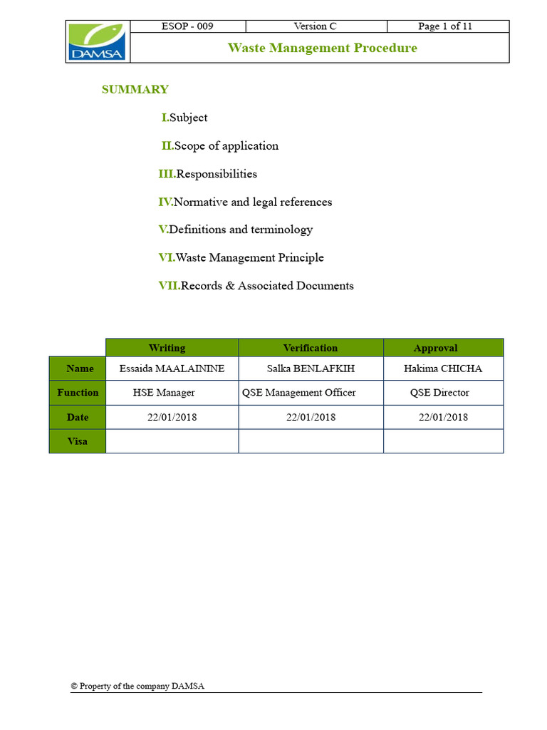 Waste Management Procedure Overview | PDF | Waste | Waste Management