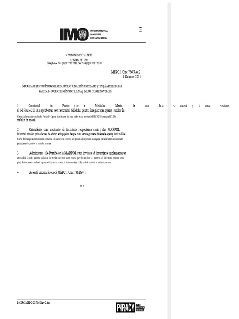 MEPC 1 Circ 736 Rev 2 | PDF