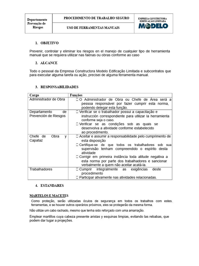 Segurança no Uso de Ferramentas Manuais | PDF | Ferramentas | Martelo